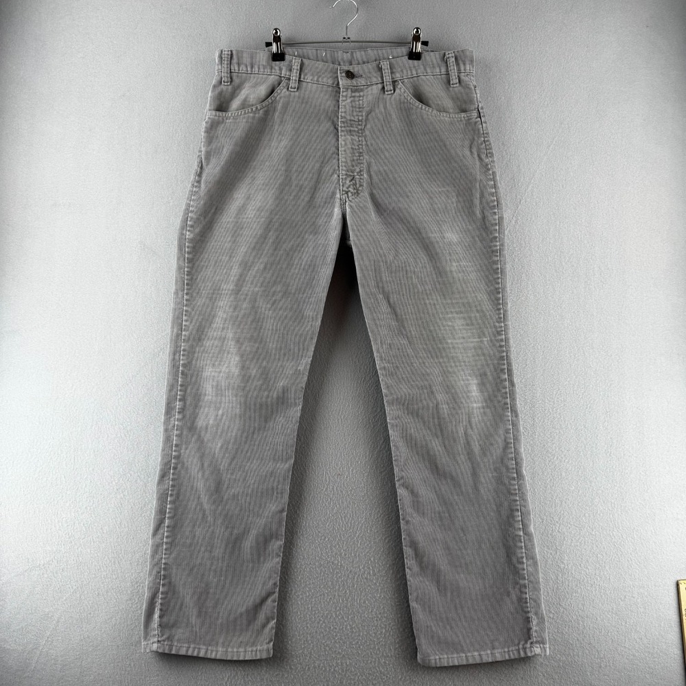 Vintage Levis Pants Mens Fits 36x29 Gray Corduroy 80s Straight Leg Talon Zip USA